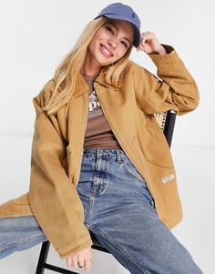Бежевая oversized-куртка на молнии Topshop-Светло-бежевый цвет
