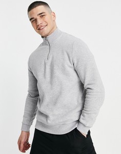 Серый меланжевый свитшот с короткой молнией ASOS DESIGN