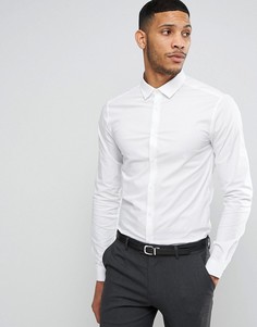 Зауженная белая рубашка с длинными рукавами ASOS-Белый