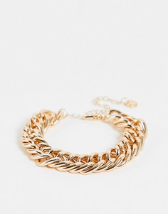 Массивный браслет-цепочка золотистого цвета French Connection-Золотистый