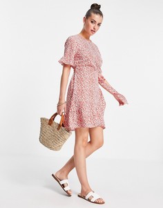 Красное мини-платье в горошек с оборками Vero Moda-Красный
