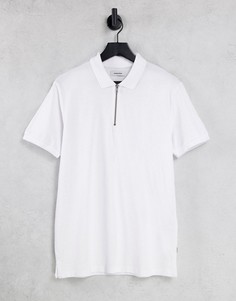 Белая футболка поло с короткой молнией Jack & Jones Premium-Белый