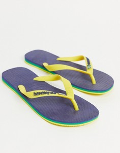 Темно-синие шлепанцы со вставками в бразильском стиле Havaianas-Темно-синий