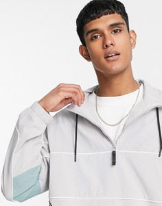 Серая куртка с высоким воротом и окантовкой Topman-Серый