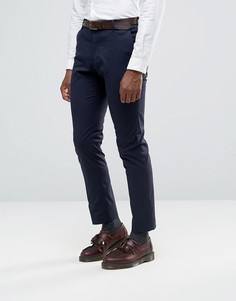 Брюки слим из эластичной ткани Selected Homme-Темно-синий