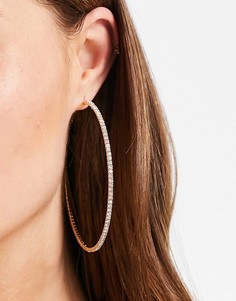 Золотистые серьги-кольца диаметром 80 мл со стразами ASOS DESIGN-Золотистый