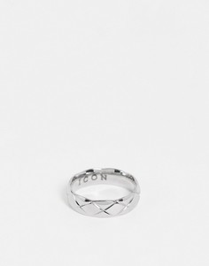 Серебристое фактурное кольцо из нержавеющей стали Icon Brand-Серебряный
