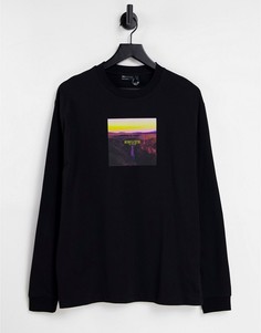 Черный свободный лонгслив с фотопринтом ASOS DESIGN-Черный цвет