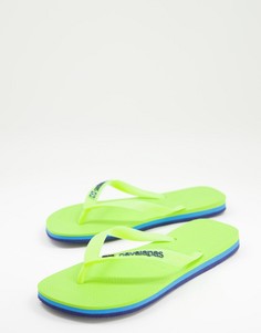 Шлепанцы неонового желтого цвета с бразильским флагом Havaianas-Желтый