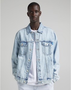 Синяя джинсовая куртка Bershka-Голубой