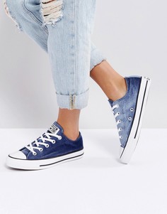 Темно-синие бархатные кроссовки Converse Chuck Taylor Ox-Темно-синий