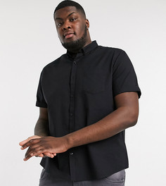 Черная оксфордская рубашка с короткими рукавами New Look Plus-Черный цвет