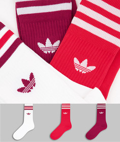 Набор из 3 пар красных носков обычной длины adidas Originals-Красный