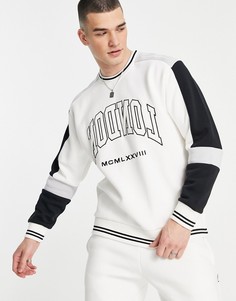 Белый свитшот в университетском стиле с логотипом Topman