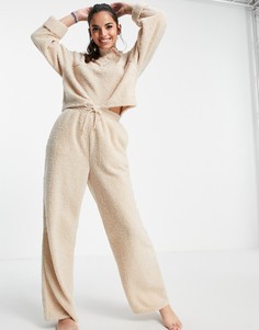 Брюки для дома из искусственного меха прямого кроя ASOS DESIGN – Выбирай и Комбинируй-Светло-бежевый цвет