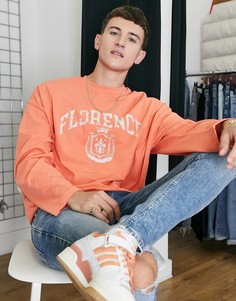 Oversized-лонгслив оранжевого цвета с названием города "Florence" ASOS DESIGN-Оранжевый цвет