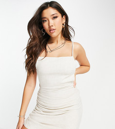 Платье мини с асимметричным дизайном и одной бретелью цвета экрю ASYOU-Голубой