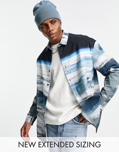 Oversized-рубашка из саржи в стиле 90-х ASOS DESIGN NASA-Серый