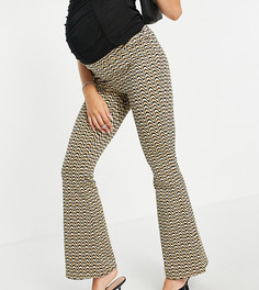 Жаккардовые расклешенные брюки с волнистыми полосками и посадкой под животом ASOS DESIGN Maternity-Разноцветный