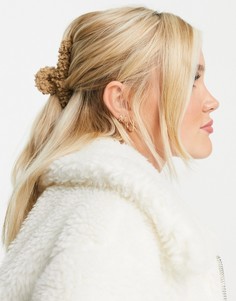 Бежевая плюшевая заколка-краб для волос My Accessories London-Светло-бежевый цвет