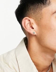 Золотистые серьги-гвоздики с зеленым составным камнем Icon Brand-Золотистый