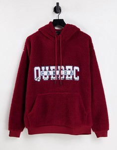 Бордовый плюшевый oversized-худи ASOS DESIGN-Красный