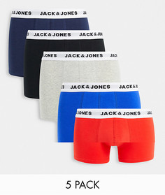 Набор из 5 боксеров-брифов разных цветов с контрастным поясом Jack & Jones-Черный цвет