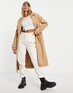 Бежевый удлиненный плащ River Island-Коричневый цвет