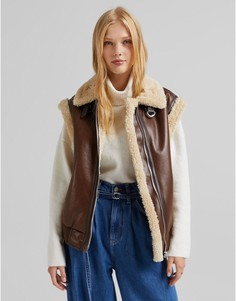Коричневый жилет в стиле авиатор Bershka-Коричневый цвет