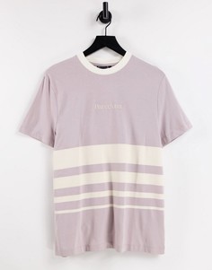 Сиреневая футболка в стиле колор блок с вышивкой "Barcelona" ASOS DESIGN-Серый