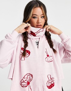Красно-розовый жаккардовый шарф ASOS DESIGN-Разноцветный