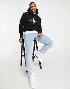 Черное худи с логотипом игрока в поло и надписью Polo Ralph Lauren-Черный цвет