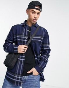 Рубашка с длинными рукавами в клетку черного и темно-синего цвета River Island-Черный цвет