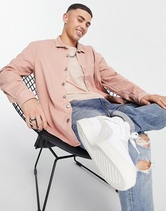Розовая рубашка из окрашенного твила River Island-Розовый цвет