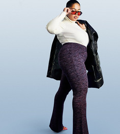 Темно-бордовые брюки клеш в рубчик секционной окраски ASOS DESIGN Curve-Красный