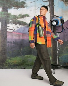 Oversized-рубашка в клетку цветов радуги в стиле 90-х ASOS DESIGN-Разноцветный