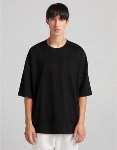 Свободная черная футболка Bershka-Черный цвет