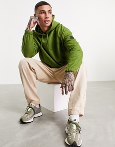 Флисовый oversized-худи с нашивкой ASOS DESIGN-Зеленый цвет