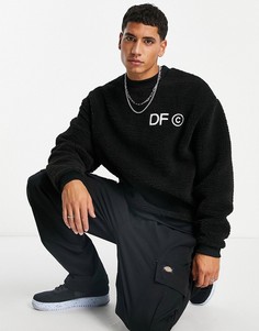 Черный oversized-свитшот с крыглым вырезом и вышивкой на груди ASOS Dark Future-Черный цвет