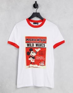 Белая облегающая футболка с принтом "Disney Микки Маус" ASOS DESIGN-Белый