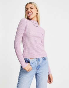 Сиреневый джемпер из меланжевой пряжи с высоким воротником ASOS DESIGN-Фиолетовый цвет