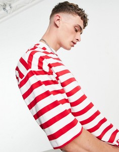 Oversized-футболка в красно-белую полоску ASOS DESIGN-Красный