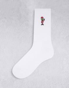 Спортивные носки с Сантой-инопланетянином ASOS DESIGN-Белый
