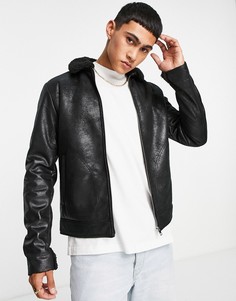 Черная куртка авиатор из искусственной кожи Jack & Jones Originals-Черный цвет