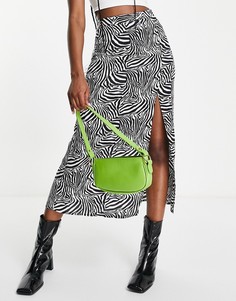 Юбка миди с зебровым принтом и разрезом до бедра ASOS DESIGN-Разноцветный