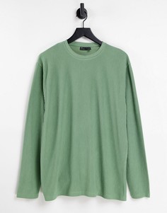 Oversized-лонгслив в крупный рубчик цвета хаки ASOS DESIGN-Зеленый цвет