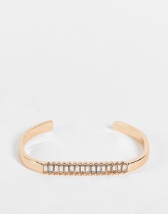 Золотистый браслет-кафф с кристаллами багетной огранки ASOS DESIGN