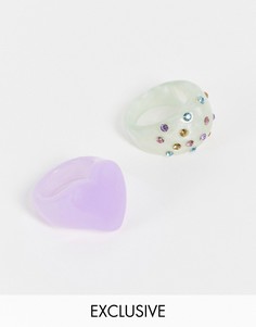 Набор из 2 пластиковых колец Reclaimed Vintage Inspired Ultimate Throwback-Золотистый