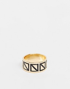 Эксклюзивное золотистое кольцо с гравировкой DesignB London Curve Exclusive-Золотистый