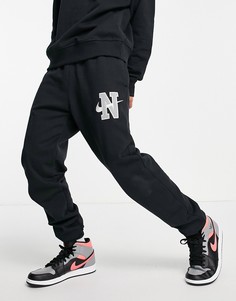 Черные джоггеры из плотного трикотажа с манжетами и логотипом Nike Retro-Черный цвет